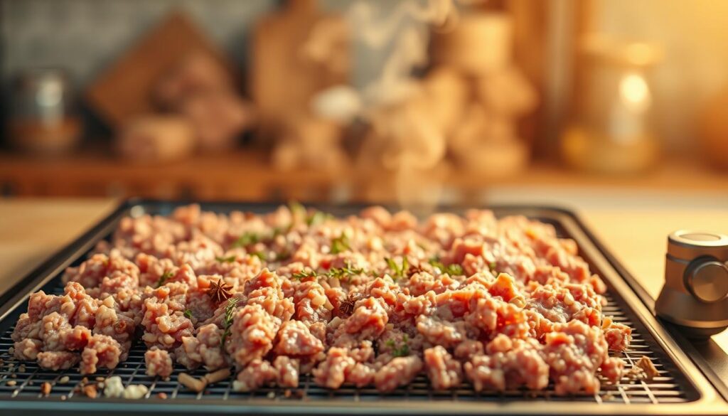 Dehydrating ground meat