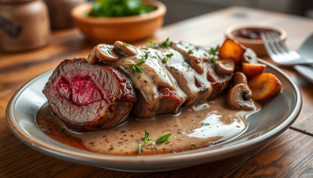 Venison Tenderloin with Creamy Mushroom Sauce