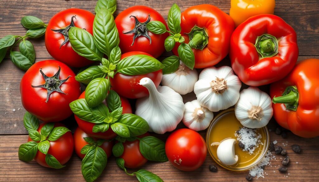 fresh ingredients for spaghetti sauce