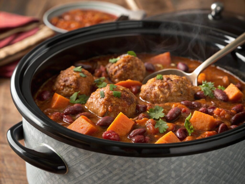 Turkey chop meat , slow cooker turkey meatballs, turkey and sweet potato stew in a crock pot.