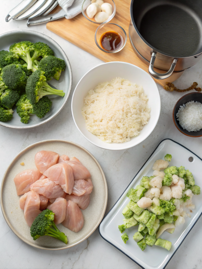 Chicken with broccoli and rice recipe